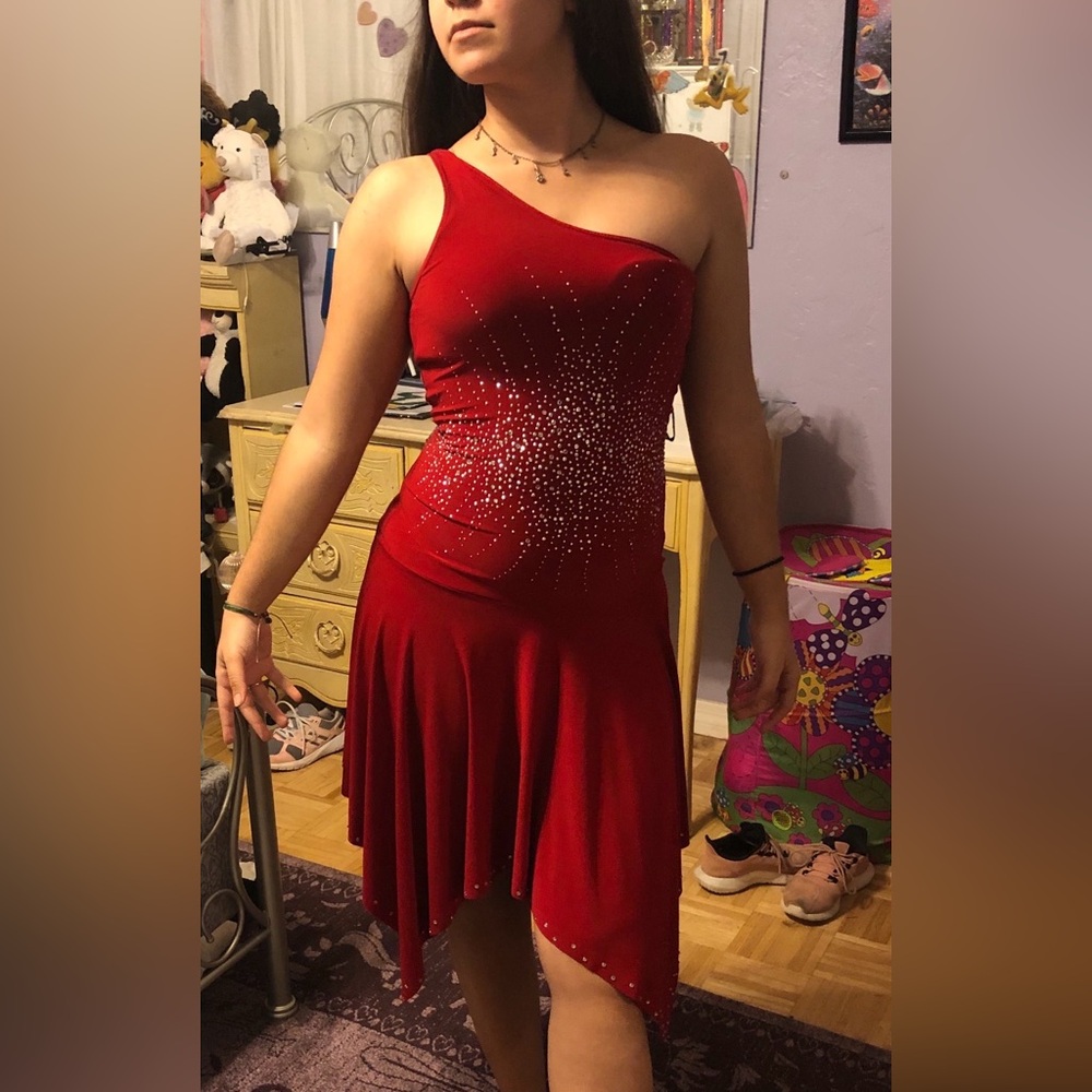 Red Rhinestone Dance Dress